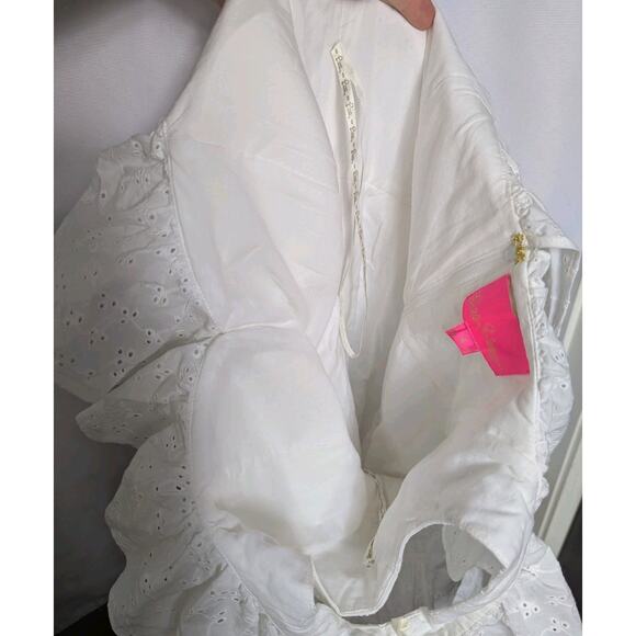 Lilly Pulitzer Emie Dress Resort White Ditsy Vine Eyelet Ruffle Sweetheart Sz 8 - Picture 8 of 11